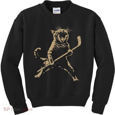 Cat Playing Ice Hockey Kids Sweatshirt