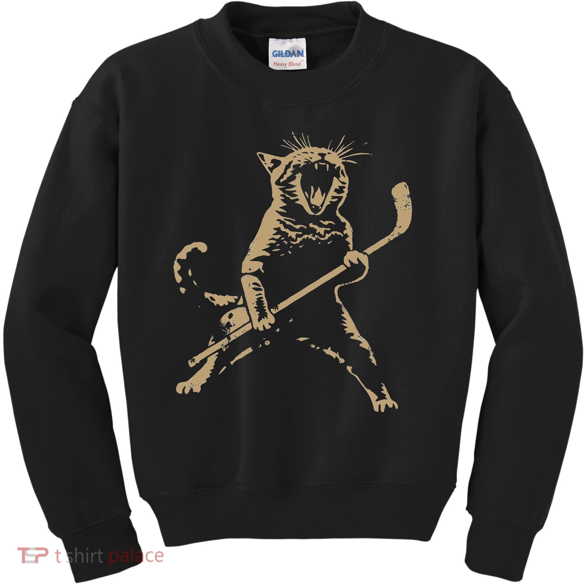 Cat Playing Ice Hockey Kids Sweatshirt