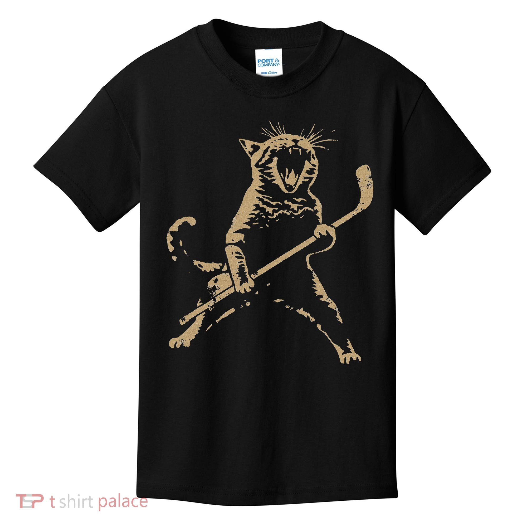 Cat Playing Ice Hockey Kids T-Shirt