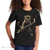 Cat Playing Ice Hockey Kids T-Shirt thumb 2