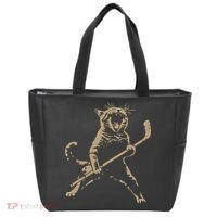 Cat Playing Ice Hockey Tote Bag thumb 0