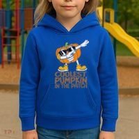 Coolest Pumpkin In The Patch Halloween Jackolantern Kids Hoodie thumb 3