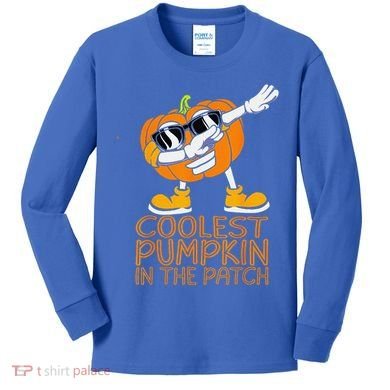 Coolest Pumpkin In The Patch Halloween Jackolantern Kids Long Sleeve Shirt