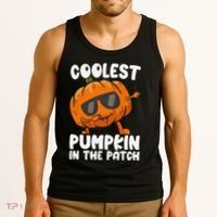 Coolest Pumpkin In The Patch Dabbing Halloween Tank Top thumb 3
