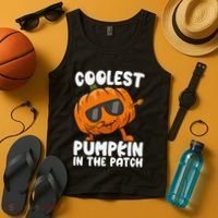 Coolest Pumpkin In The Patch Dabbing Halloween Tank Top thumb 4