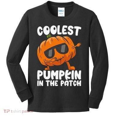 Coolest Pumpkin In The Patch Dabbing Halloween Kids Long Sleeve Shirt