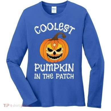 Coolest Pumpkin In The Patch Halloween Fall Design Funny Gift Women's Long Sleeve Shirt