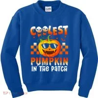 Coolest Pumpkin In The Patch Halloween Gift Kids Sweatshirt thumb 0