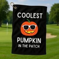 Coolest Pumpkin In The Patch Funny Cool Pumpkin Halloween Golf Towel thumb 1