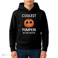 Coolest Pumpkin In The Patch Funny Cool Pumpkin Halloween Kids Hoodie thumb 4