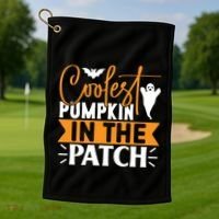 Coolest Pumpkin In The Patch Gift Golf Towel thumb 1