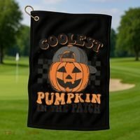 Coolest Pumpkin In The Patch Halloween Funny Gift Golf Towel thumb 1
