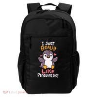 Cute Penguin I Just Really Love Penguins Ok Baby Gift Backpack thumb 0