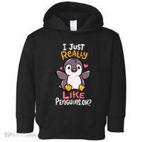 Cute Penguin I Just Really Love Penguins Ok Baby Gift Toddler Hoodie thumb 0