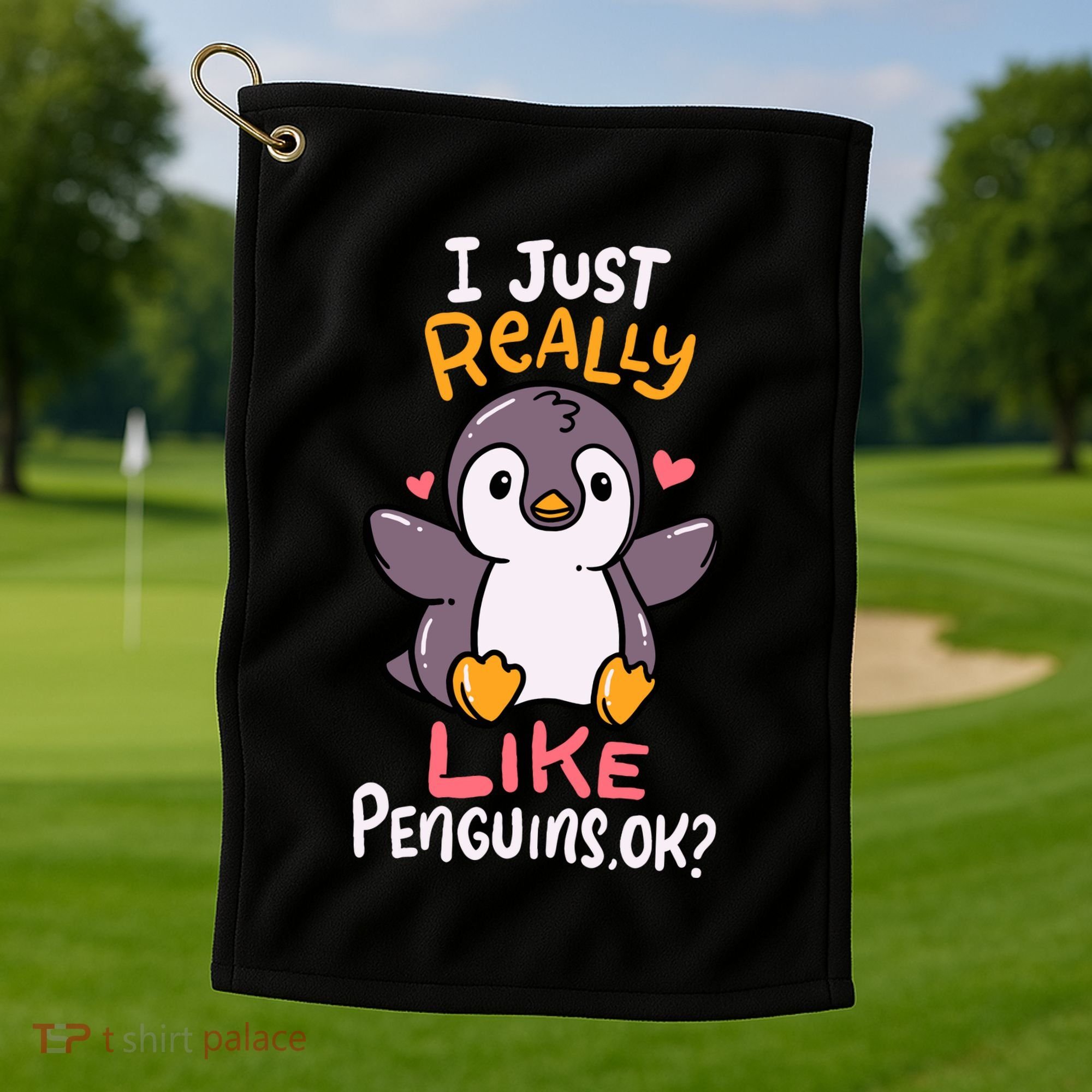 Cute Penguin I Just Really Love Penguins Ok Baby Gift Golf Towel