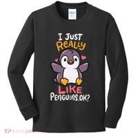 Cute Penguin I Just Really Love Penguins Ok Baby Gift Kids Long Sleeve Shirt thumb 0