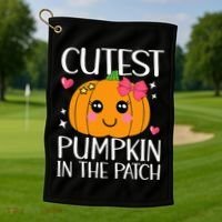 Coolest Pumpkin In The Patch Halloween Thanksgiving Golf Towel thumb 1