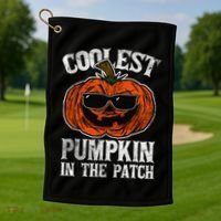 Coolest Pumpkin In The Patch Halloween Gift Golf Towel thumb 1