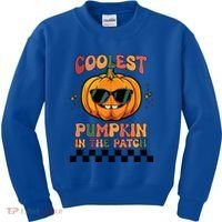 Coolest Pumpkin In The Patch Halloween Meaningful Gift Kids Sweatshirt thumb 0