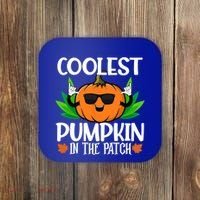 Coolest Pumpkin In The Patch Sunglasses Pumpkin Halloween Gift Coaster thumb 0