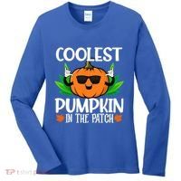 Coolest Pumpkin In The Patch Sunglasses Pumpkin Halloween Gift Women's Long Sleeve Shirt thumb 0