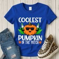 Coolest Pumpkin In The Patch Sunglasses Pumpkin Halloween Gift Women's T-Shirt thumb 3
