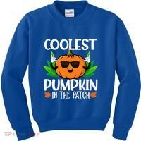 Coolest Pumpkin In The Patch Sunglasses Pumpkin Halloween Gift Kids Sweatshirt thumb 0