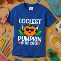 Coolest Pumpkin In The Patch Sunglasses Pumpkin Halloween Gift Kids T-Shirt thumb 3