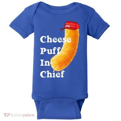Cheese Puff In Chief Orange Trump Baby Bodysuit