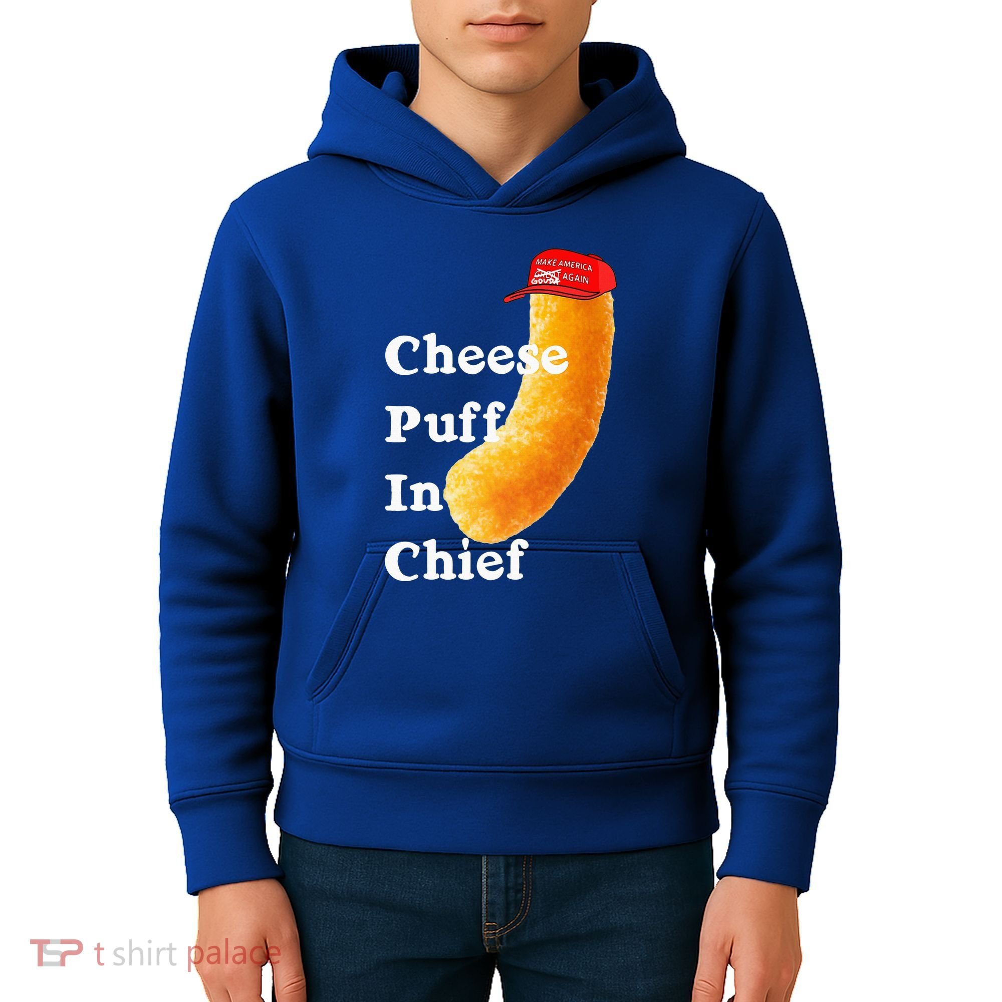 Cheese Puff In Chief Orange Trump Kids Hoodie