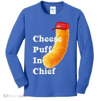 Cheese Puff In Chief Orange Trump Kids Long Sleeve Shirt