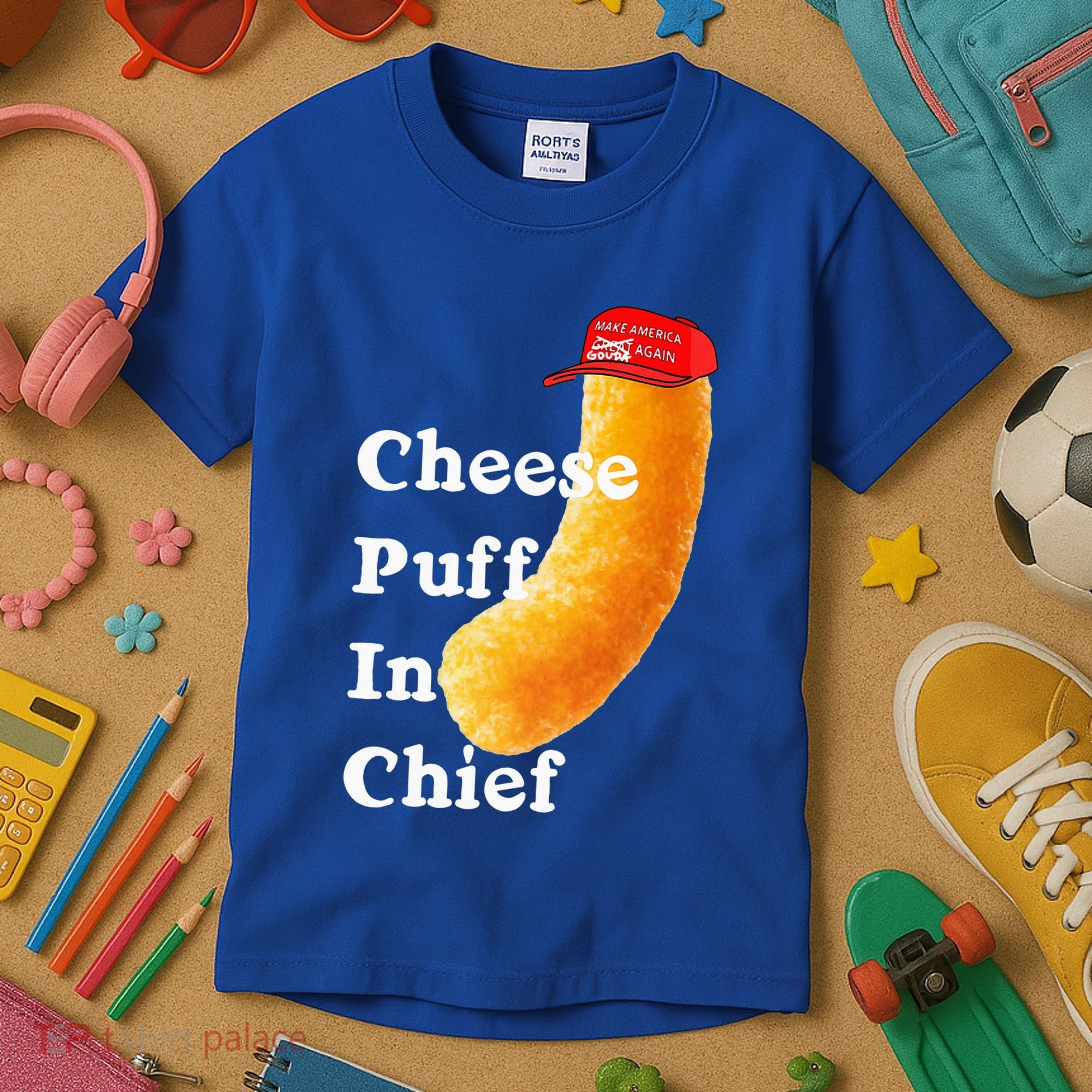 Cheese Puff In Chief Orange Trump Kids T-Shirt