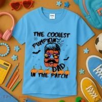 Coolest Pumpkin In The Patch Funny Halloween Dad Gift Cool Gift Kids T-Shirt thumb 3