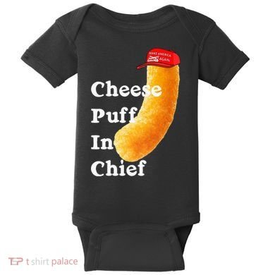 Cheese Puff In Chief Orange Trump Baby Bodysuit
