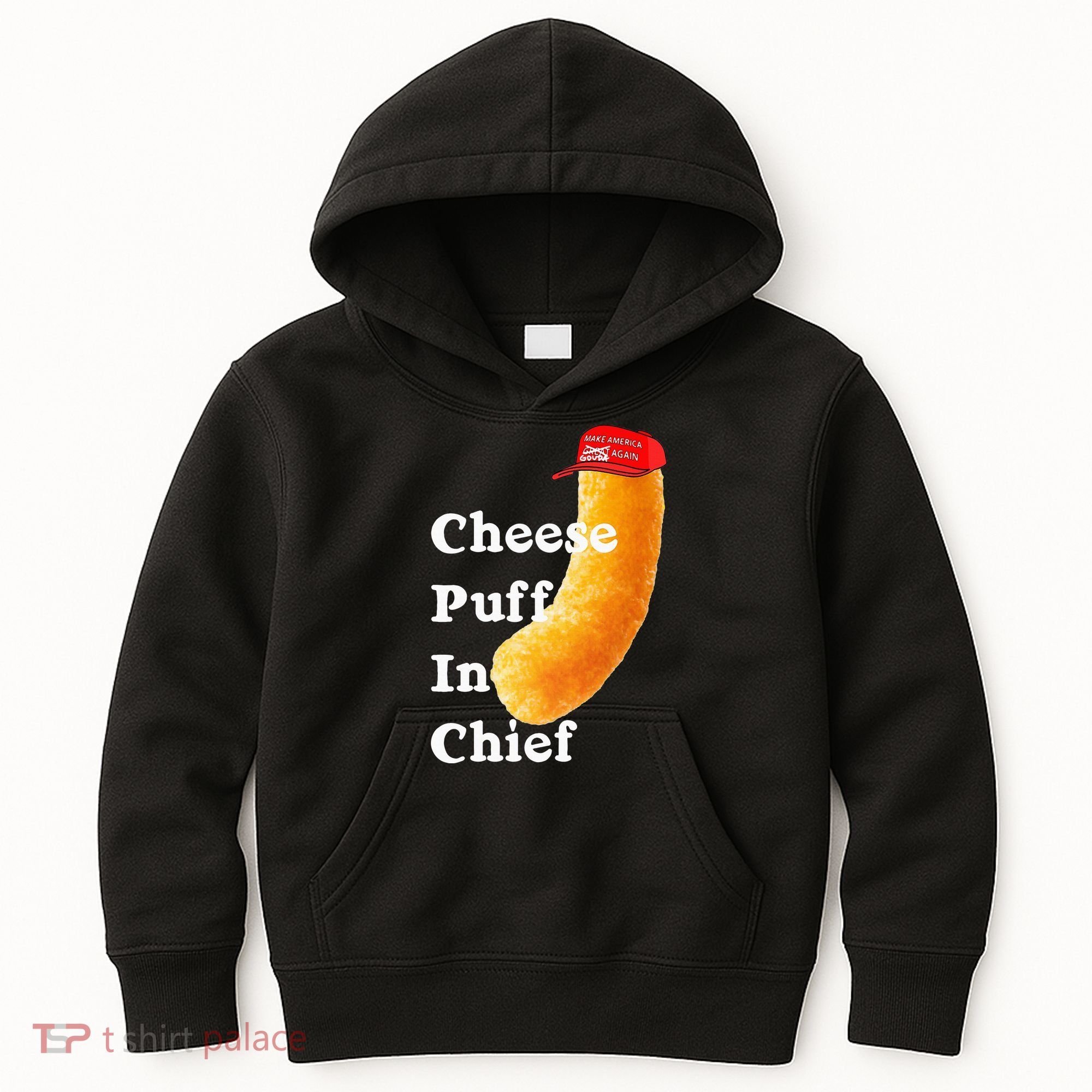Cheese Puff In Chief Orange Trump Kids Hoodie