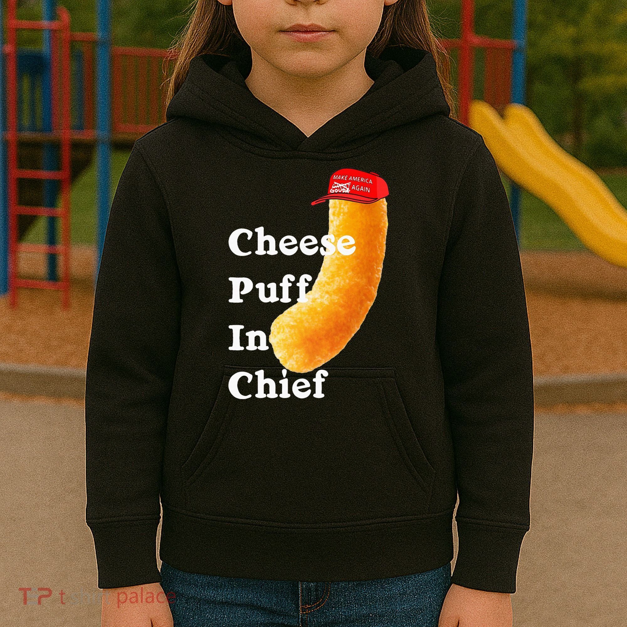 Cheese Puff In Chief Orange Trump Kids Hoodie