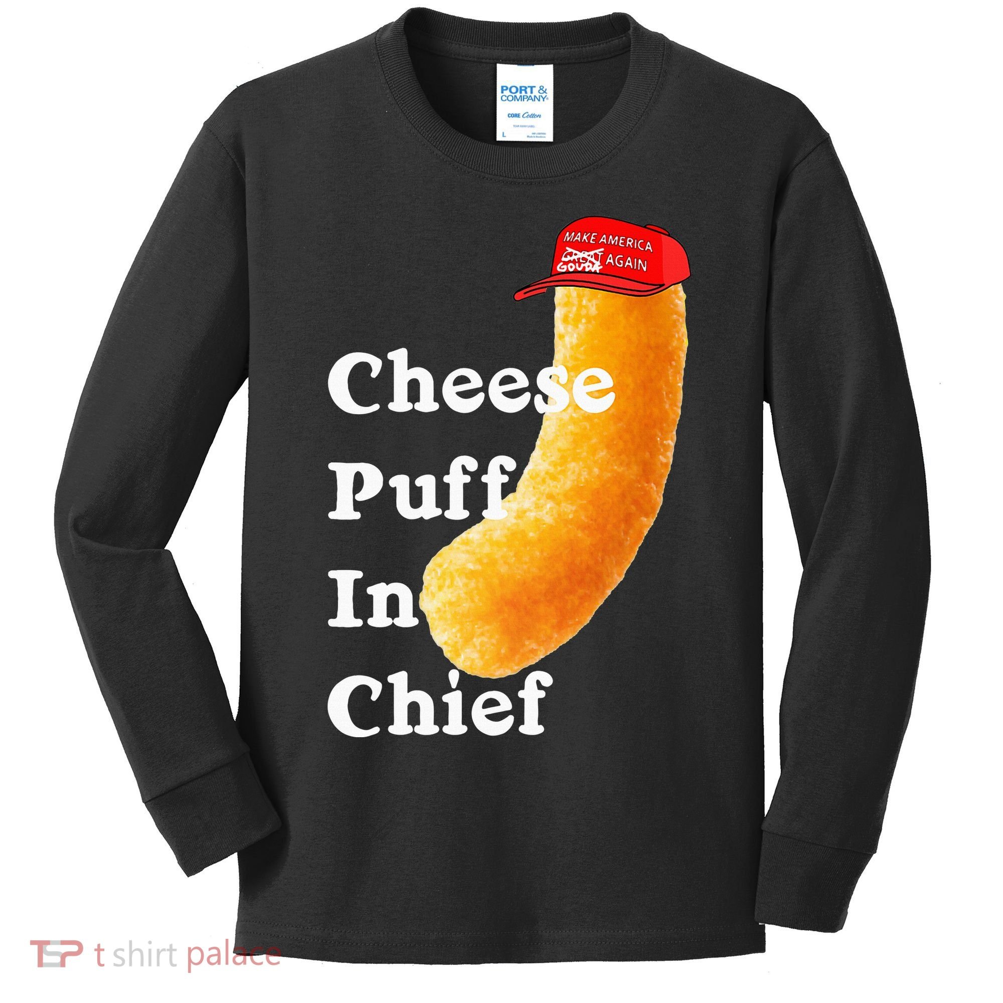 Cheese Puff In Chief Orange Trump Kids Long Sleeve Shirt