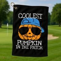 Coolest Pumpkin In The Patch Halloween Boy Girl Teens Golf Towel thumb 1