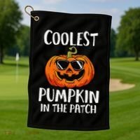 Coolest Pumpkin In The Patch Funny Halloween Gift Golf Towel thumb 1