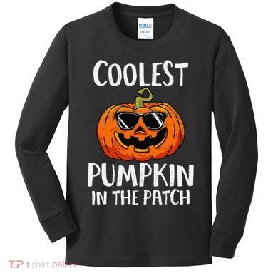 Coolest Pumpkin In The Patch Funny Halloween Gift Kids Long Sleeve Shirt