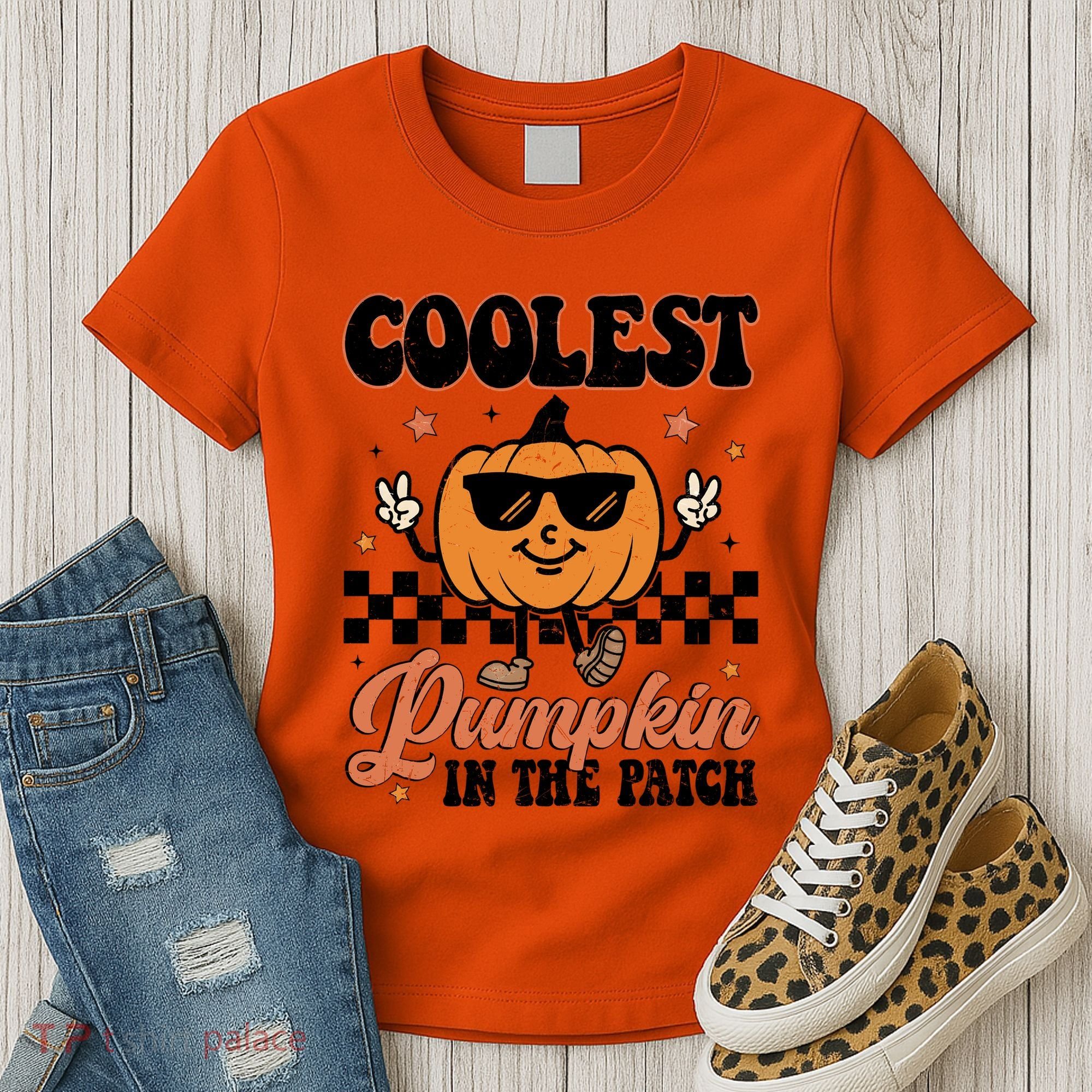 Coolest Pumpkin In The Patch Fall Vibes Retro Halloween Autumn Women's T-Shirt