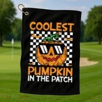 Coolest Pumpkin In The Patch Outfit Halloween Golf Towel thumb 1