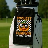 Coolest Pumpkin In The Patch Outfit Halloween Golf Towel thumb 2