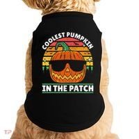 Coolest Pumpkin In The Patch Boy Retro Groovy Halloween Doggie Tank thumb 0