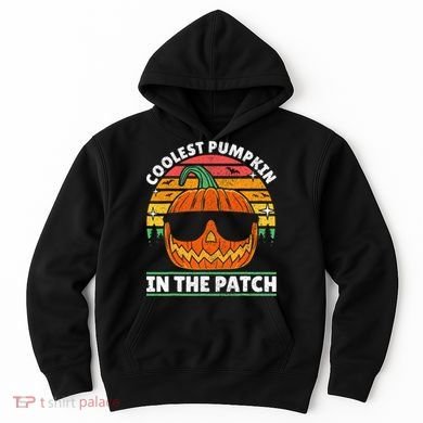 Coolest Pumpkin In The Patch Boy Retro Groovy Halloween Hoodie
