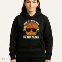 Coolest Pumpkin In The Patch Boy Retro Groovy Halloween Hoodie thumb 5