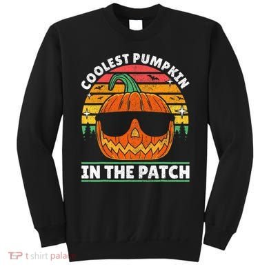 Coolest Pumpkin In The Patch Boy Retro Groovy Halloween Sweatshirt
