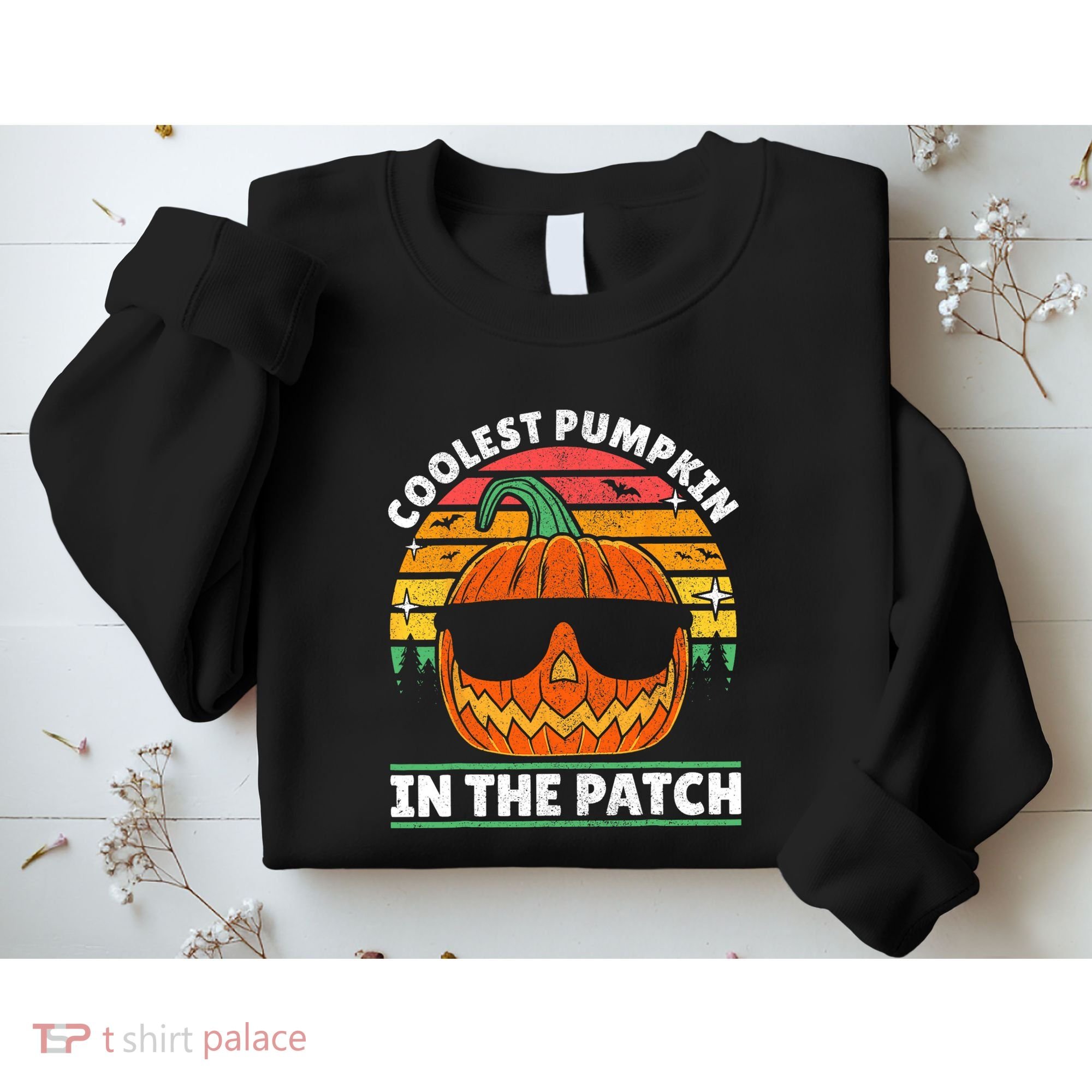 Coolest Pumpkin In The Patch Boy Retro Groovy Halloween Sweatshirt