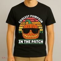 Coolest Pumpkin In The Patch Boy Retro Groovy Halloween T-Shirt thumb 3