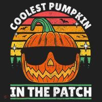 Coolest Pumpkin In The Patch Boy Retro Groovy Halloween Beanie thumb 2